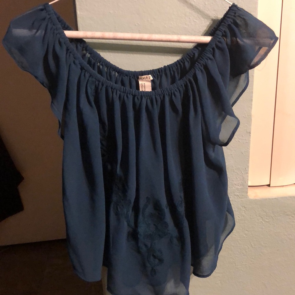 Sheer teal blouse